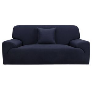 Stretch Sofa Cover Solid Couch Covers with One Pillowcase Dark Blue Medium